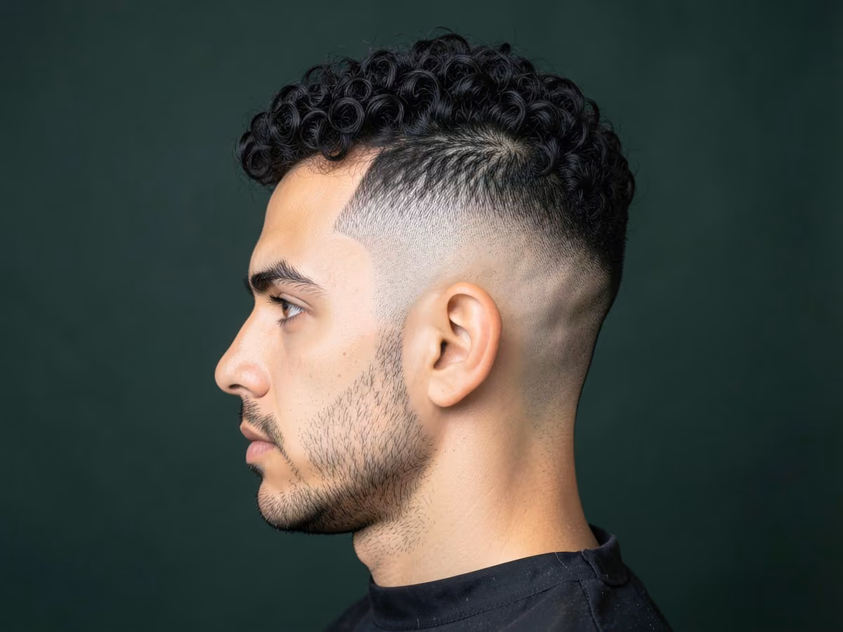 Man with a high bald fade with curls