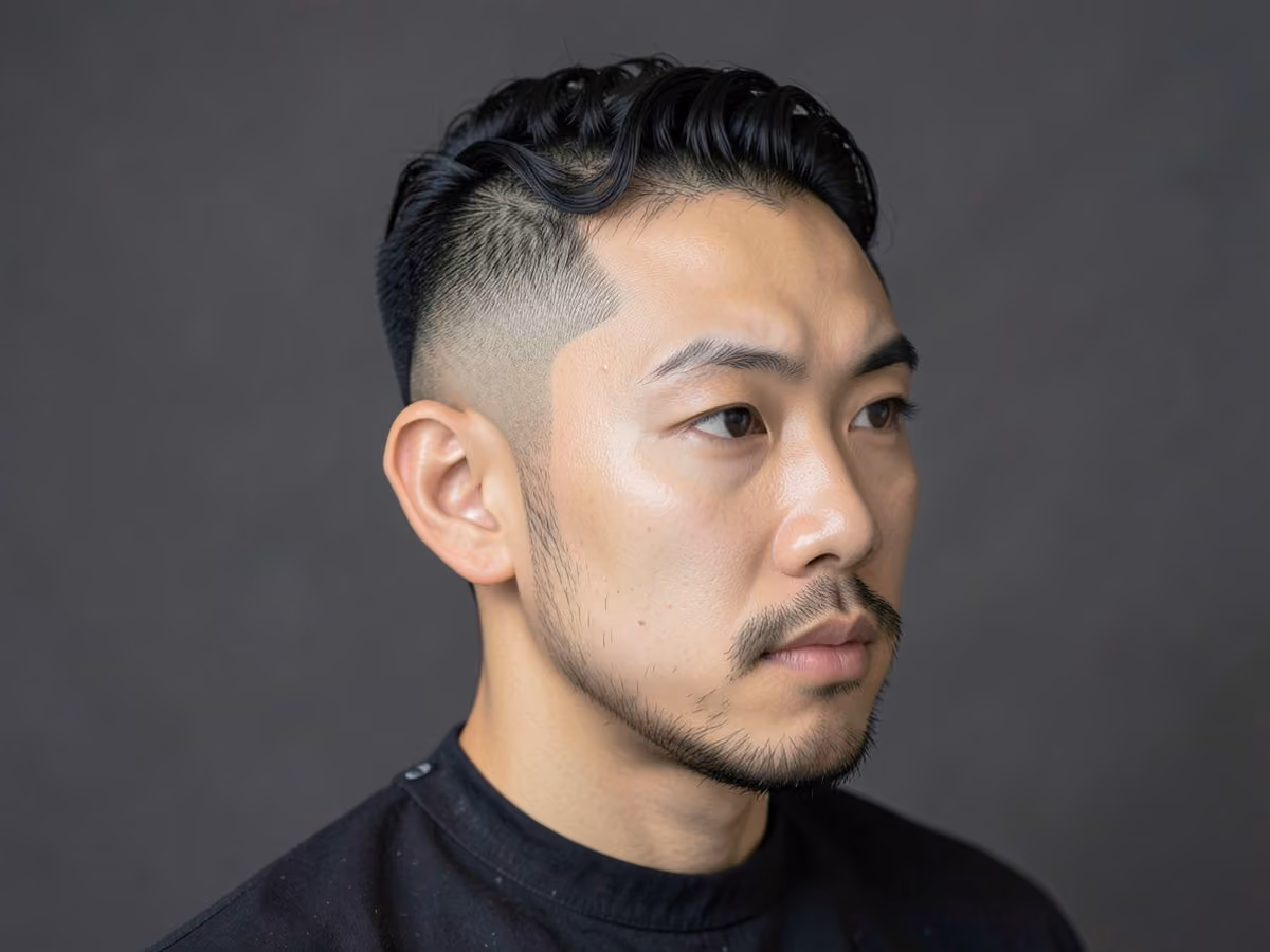 Man with a spiral curl fade