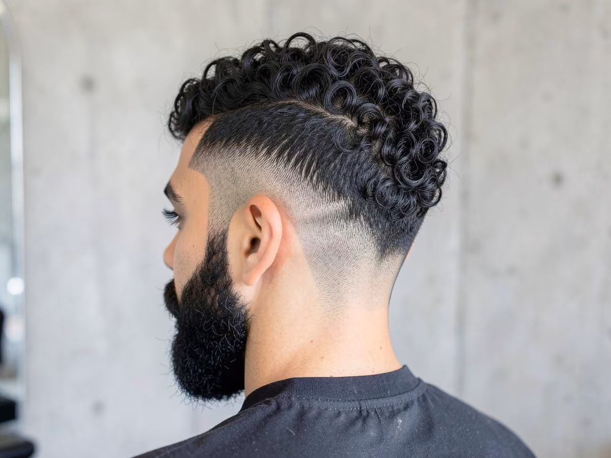 Man with a sponge curl fade