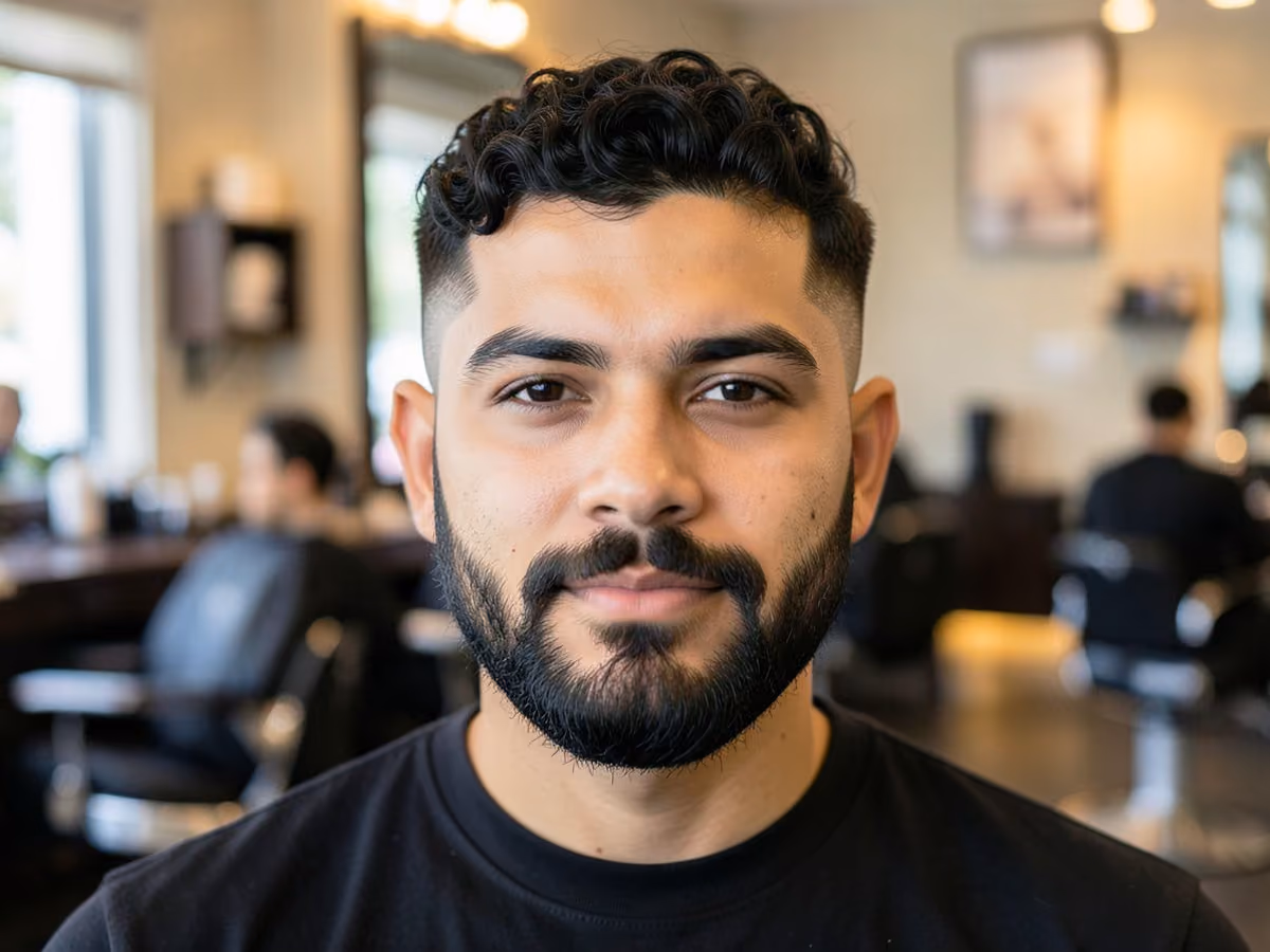 Man with a tight curl fade