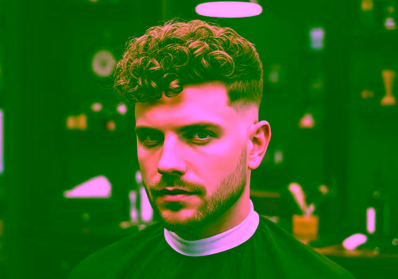 Curly Fluffy Top hairstyle for men 2026 — curly hairstyles variation, best for fine curly hair + all faces, modern barbering by Master Stylist Jessica Hamilton