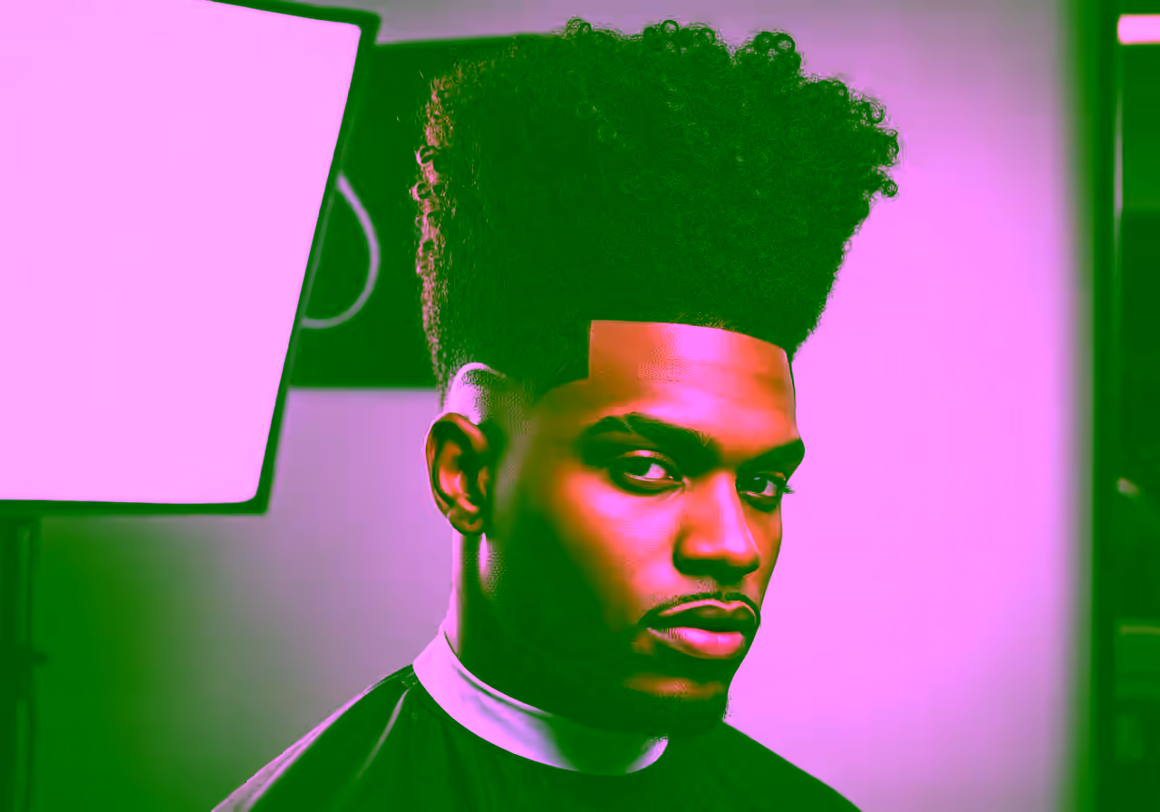 Curly High Top hairstyle for men 2026 — curly hairstyles variation, best for round, oval faces + 3c–4c coils, modern barbering by Master Stylist Jessica Hamilton