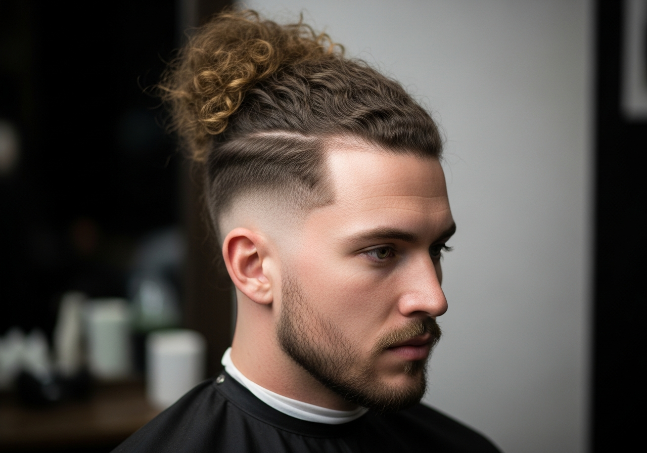 Curly Man Bun Hairstyle 2026 - Long Curls in Bun for Men