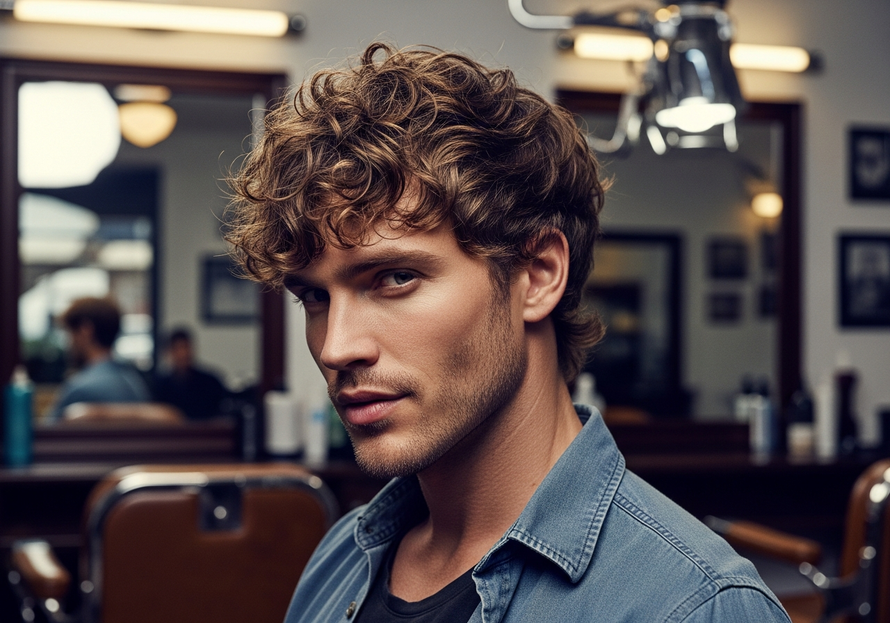 Curly Shag Hairstyle 2026 - Layered Messy Curly Hair for Men