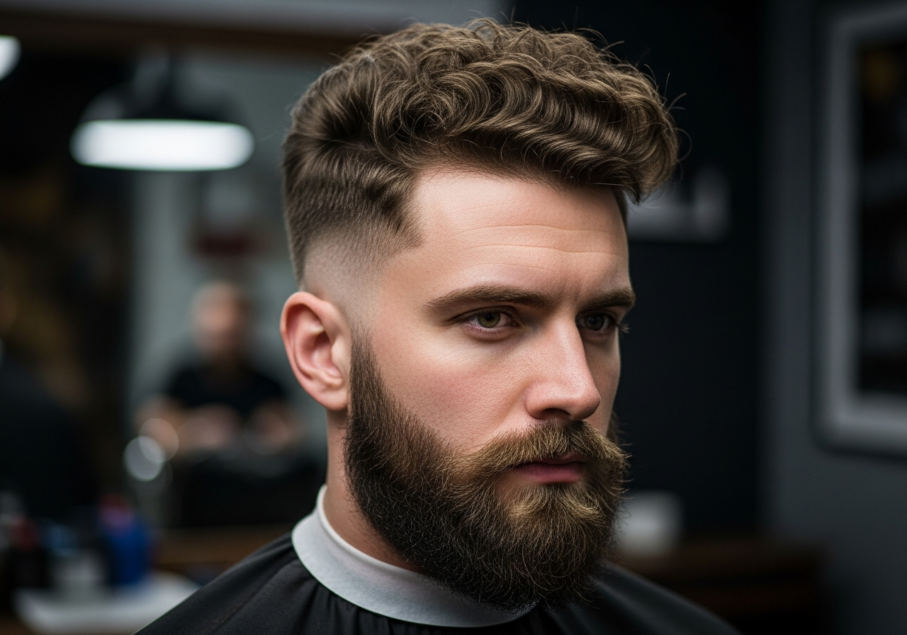 Curly with Beard Hairstyle 2026 - Full Curls and Seamless Beard