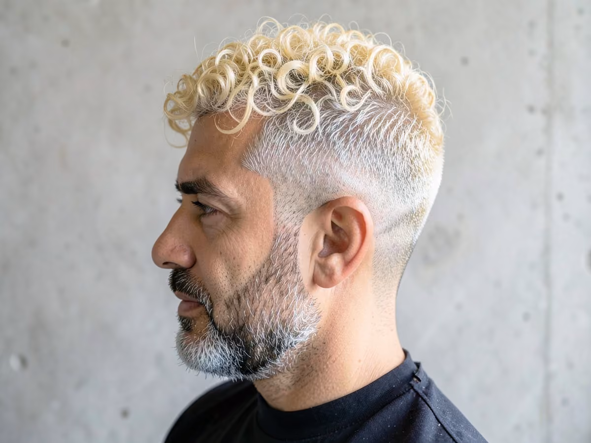 Man with a blonde curly hair