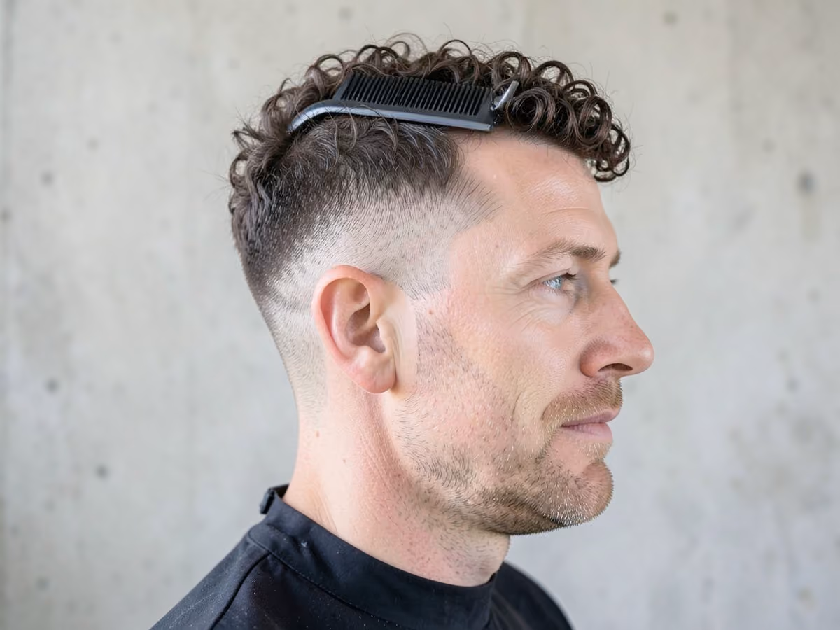 Man with a curly flat top