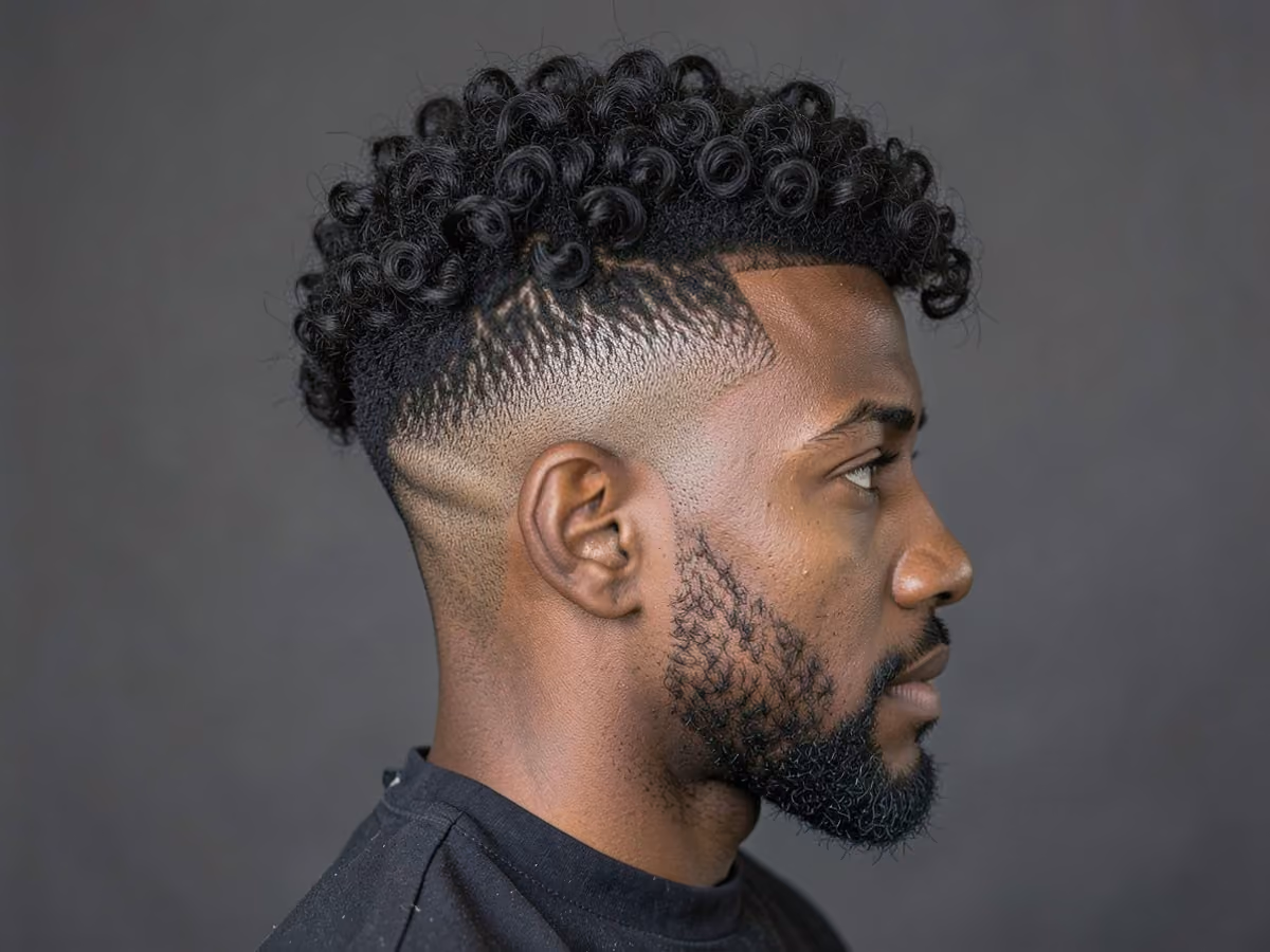 Man with a curly frohawk