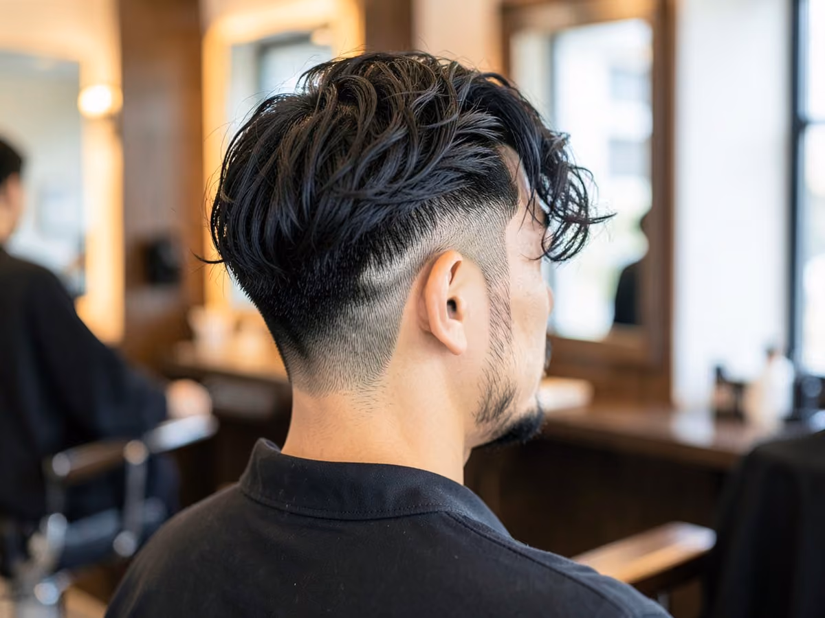 Man with a side-swept curls haircut