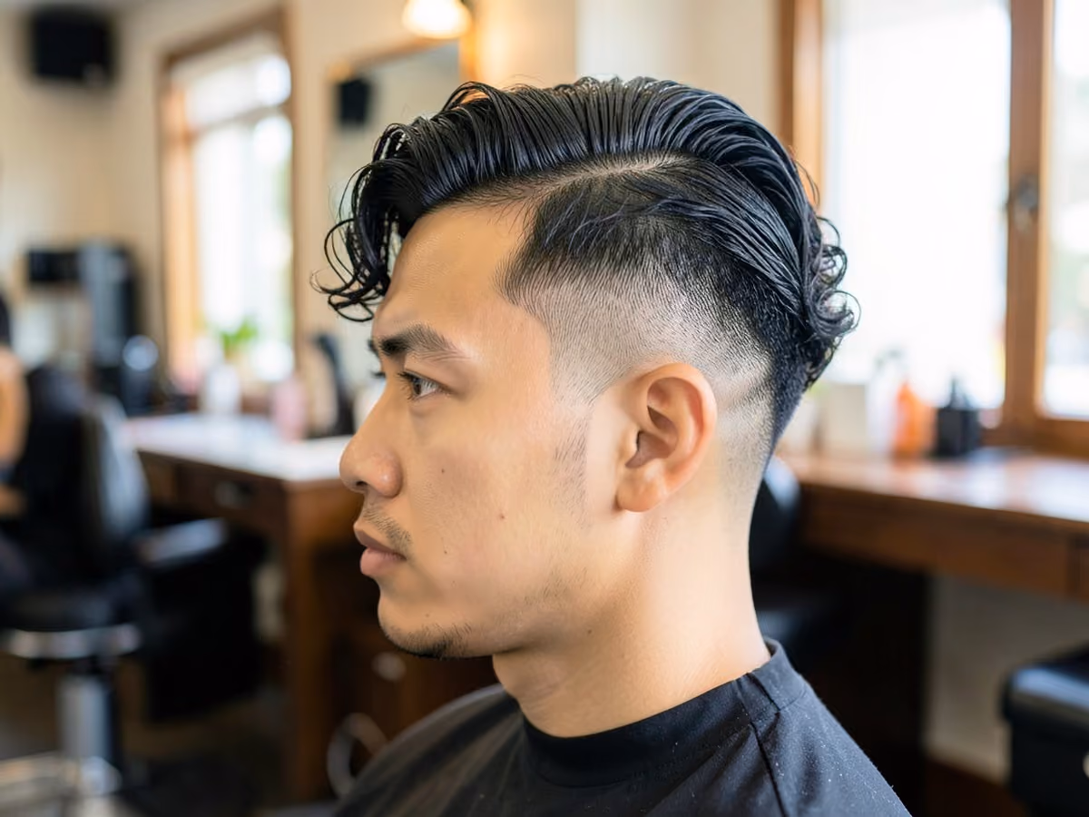 Man with a slicked back curls