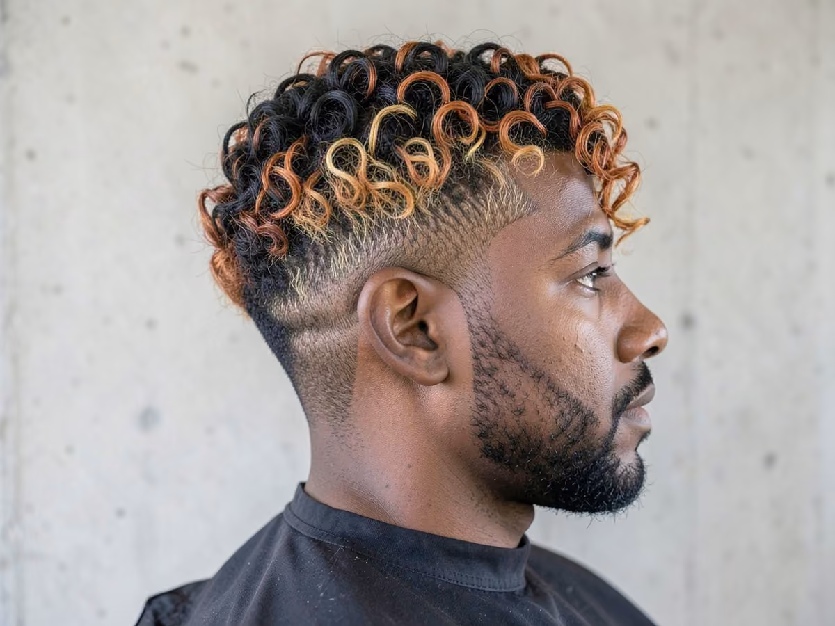 Man with a two-tone curls haircut