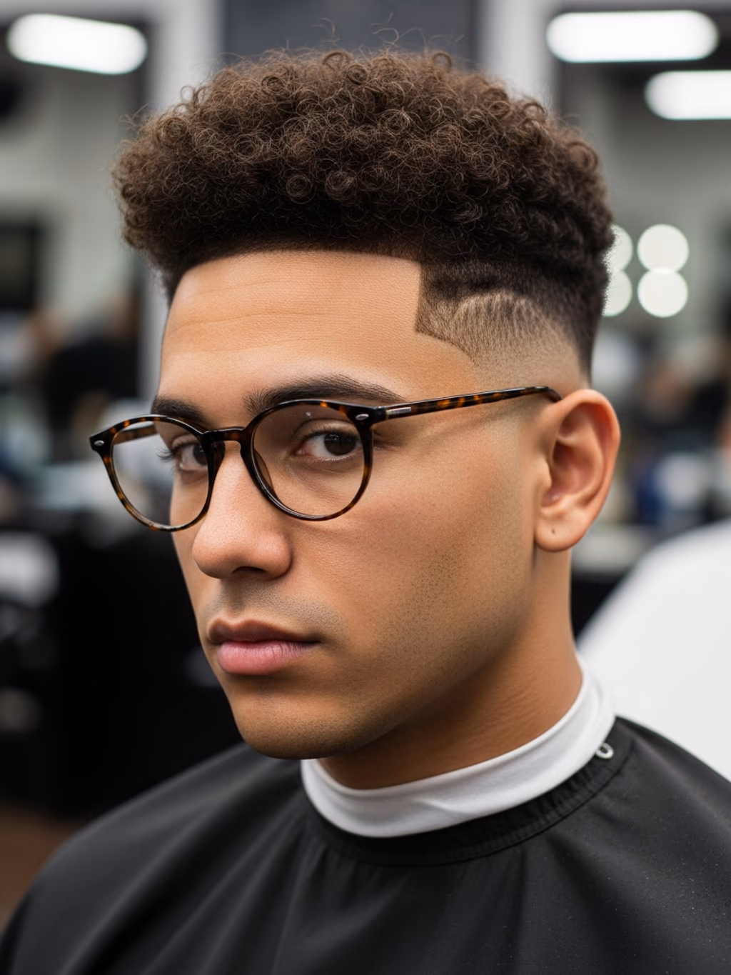 Classic Curly High Top Fade hairstyle for men 2026 — curly high top fade variation, best for oval and oblong faces, modern barbering by Master Stylist Jessica Hamilton