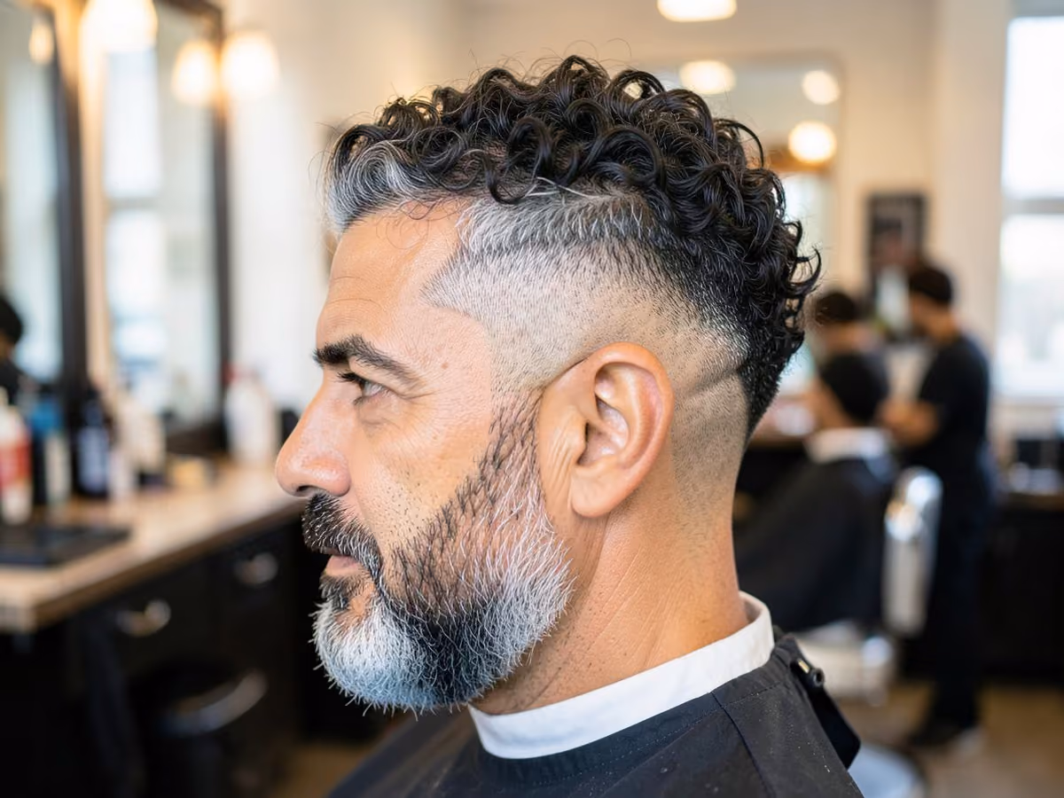 Man with a biracial curly undercut