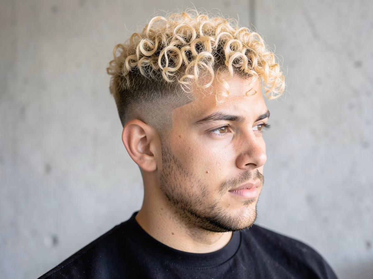 Man with a blonde curly undercut