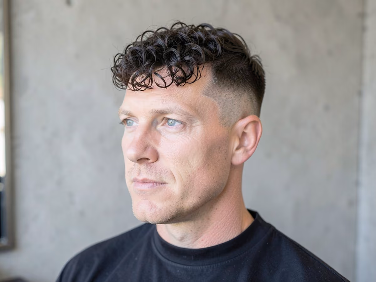 Man with a curly crop undercut