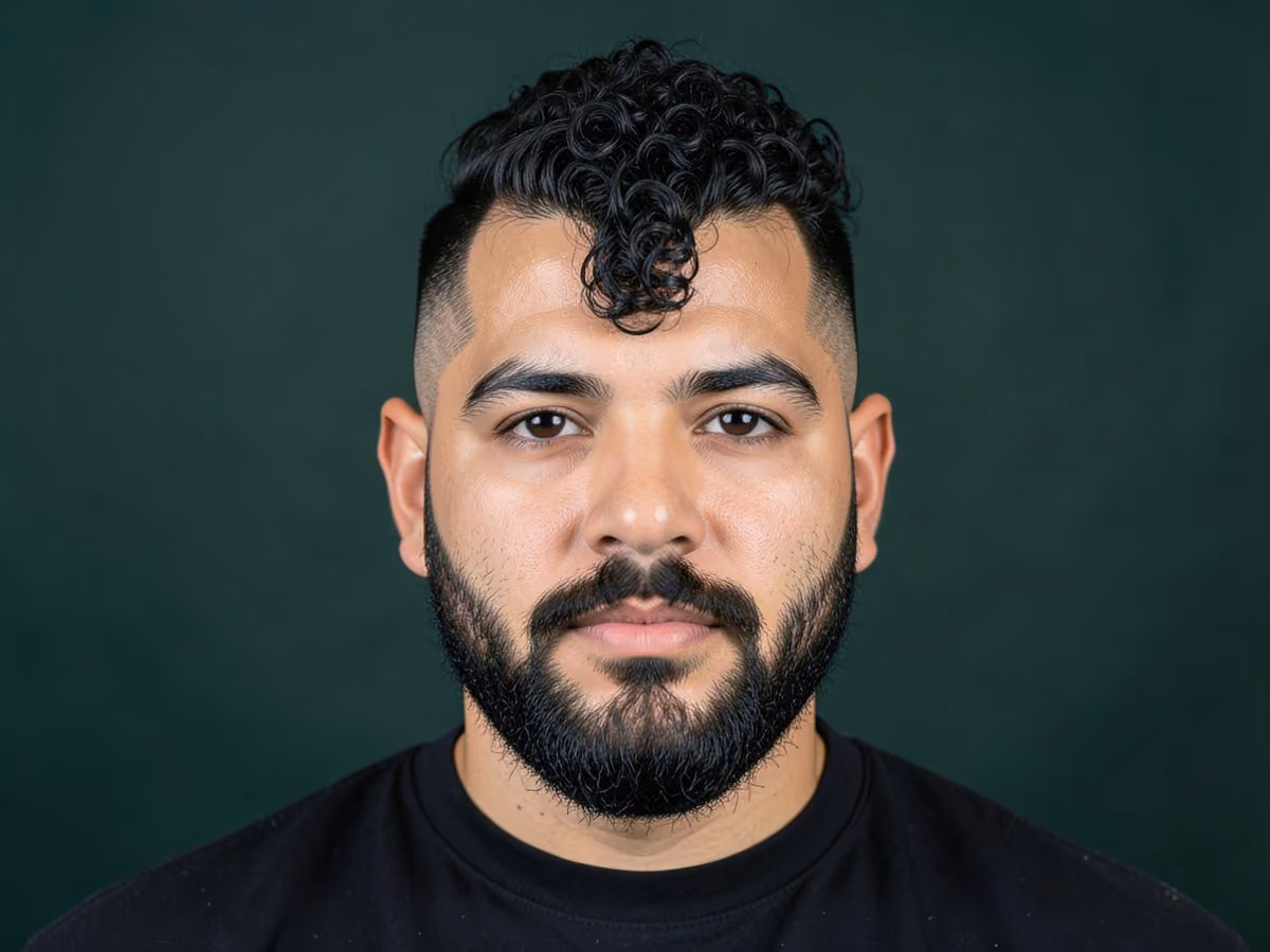 Man with a curly mohawk undercut