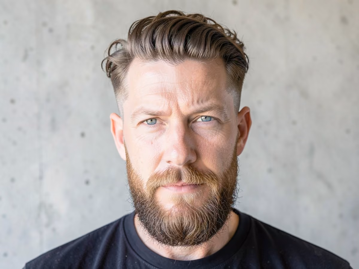 Man with a curly quiff undercut