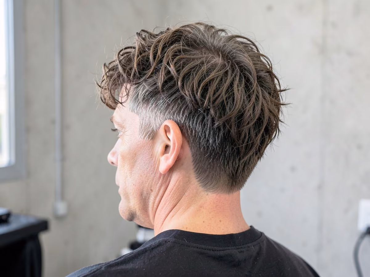 Man with a curly shag undercut