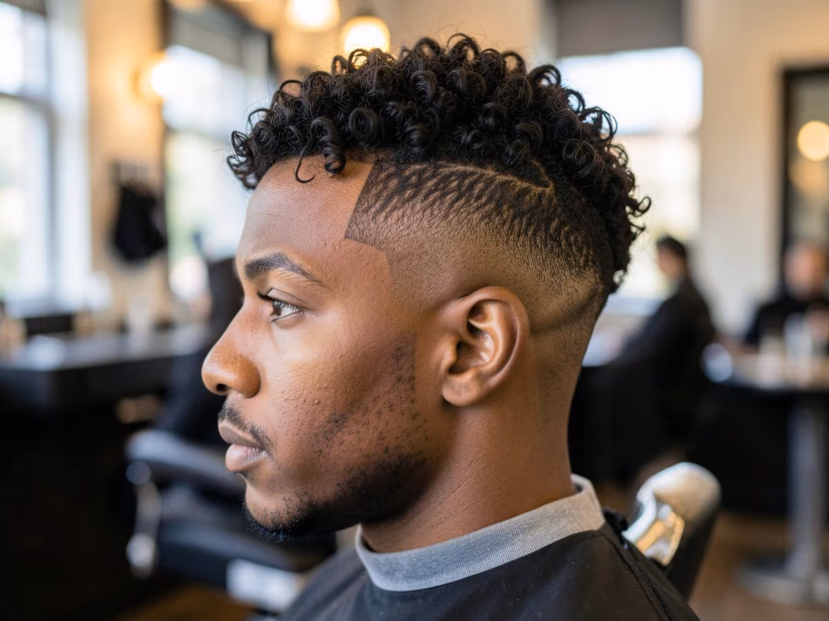 Man with a curly undercut for black men