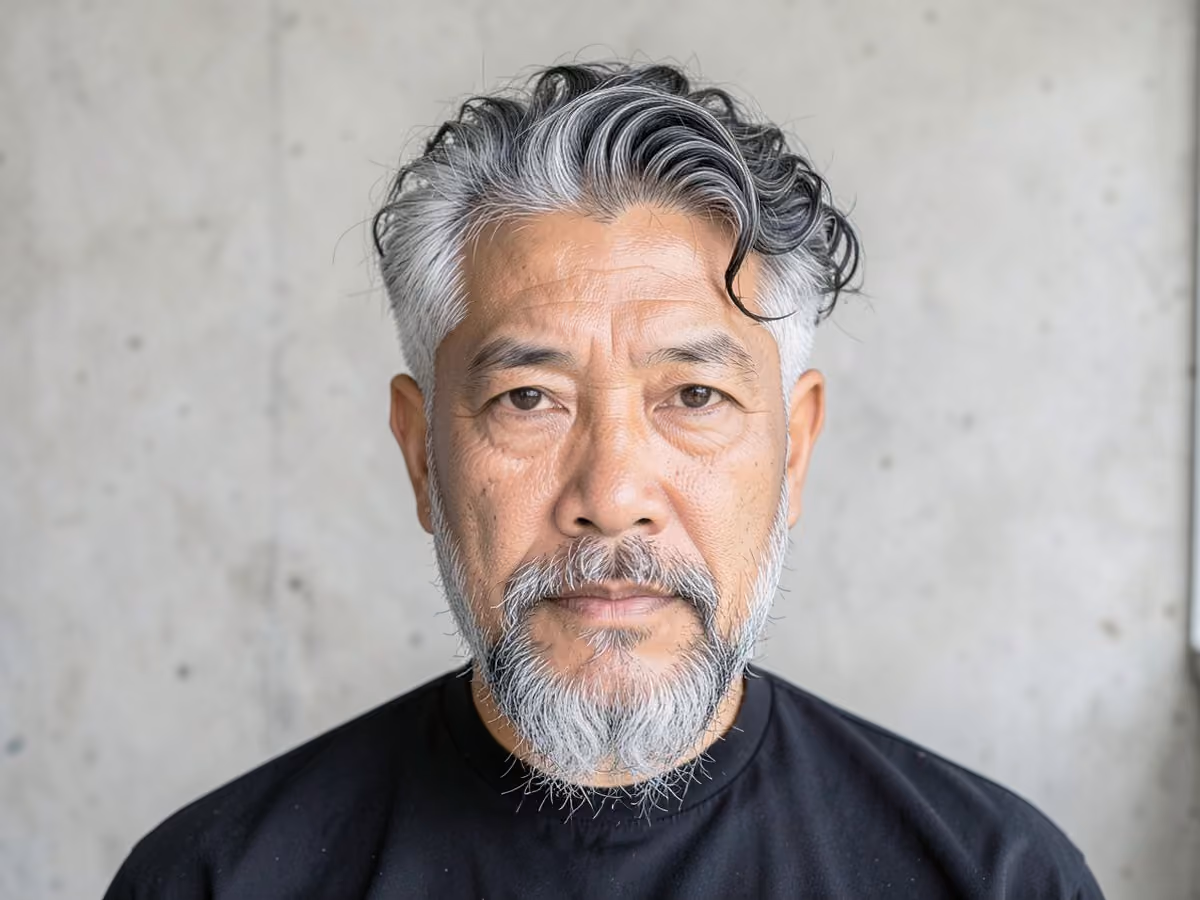 Man with a curly undercut for older men