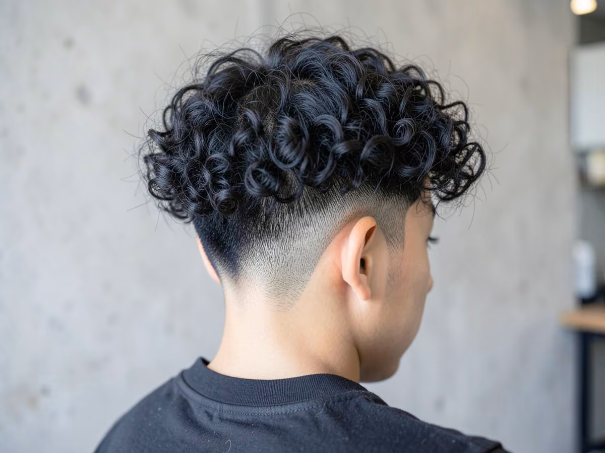 Man with a curly undercut for teens