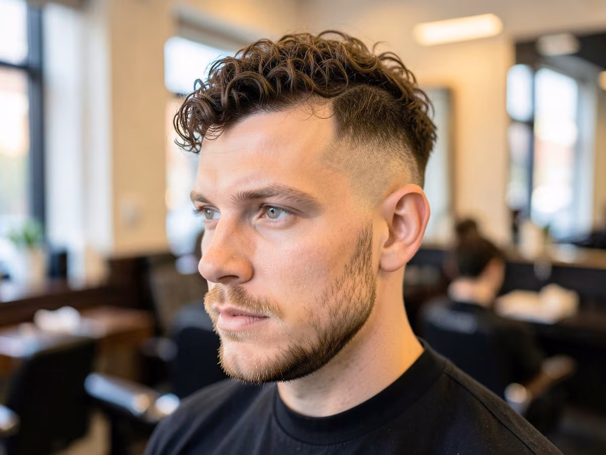 Man with a curly undercut for thinning hair