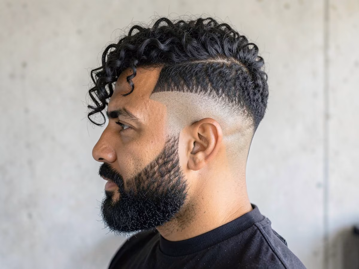 Man with a curly undercut side part
