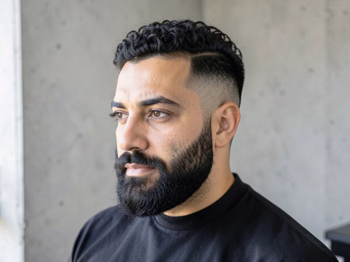 Man with a curly undercut with taper