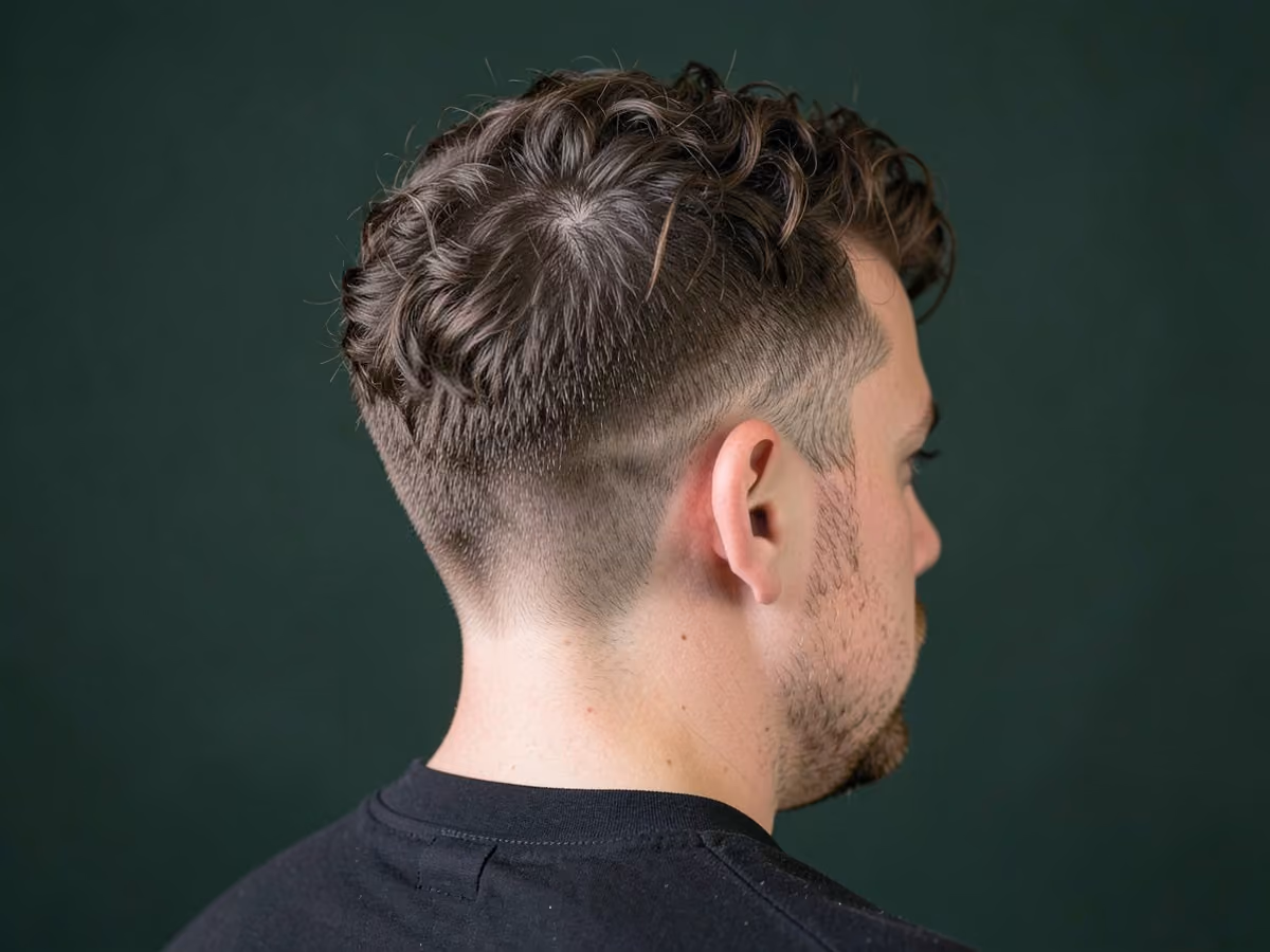Man with a high curly undercut