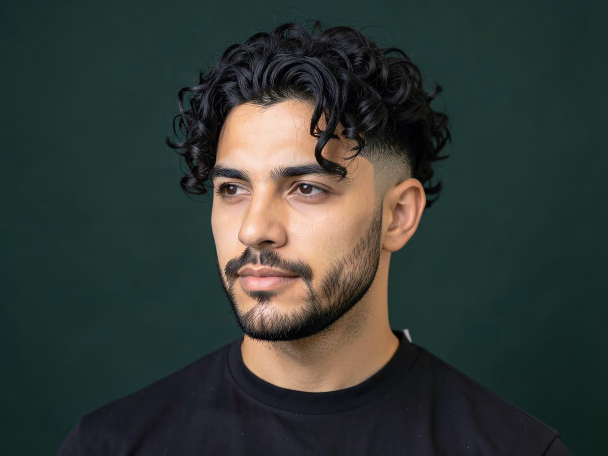 Man with a messy curly undercut