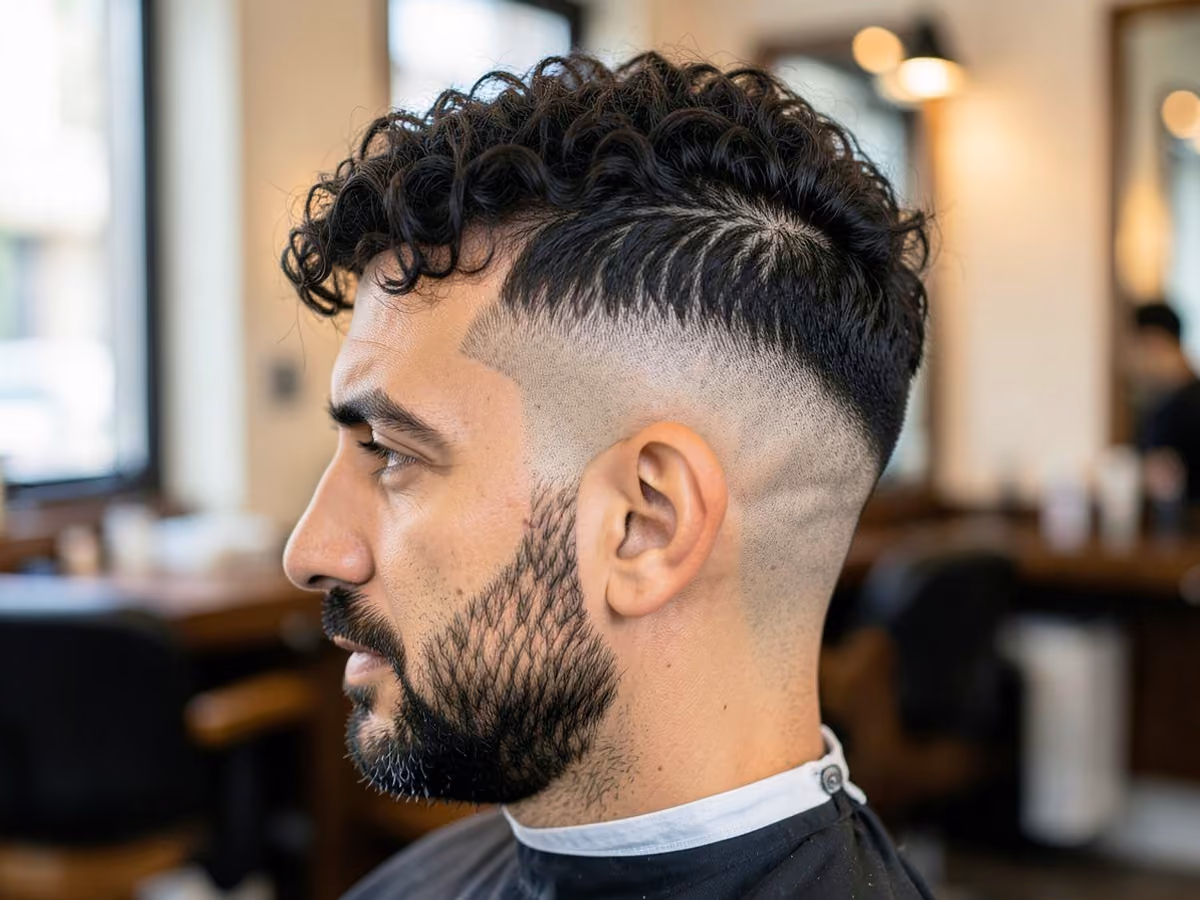 Man with a shaved curly undercut