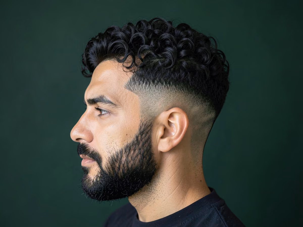 Man with a tight curl undercut