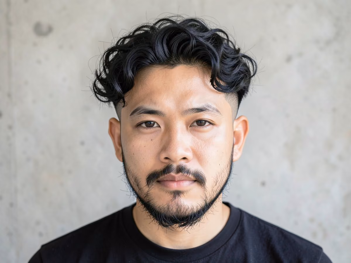 Man with a wavy curly undercut