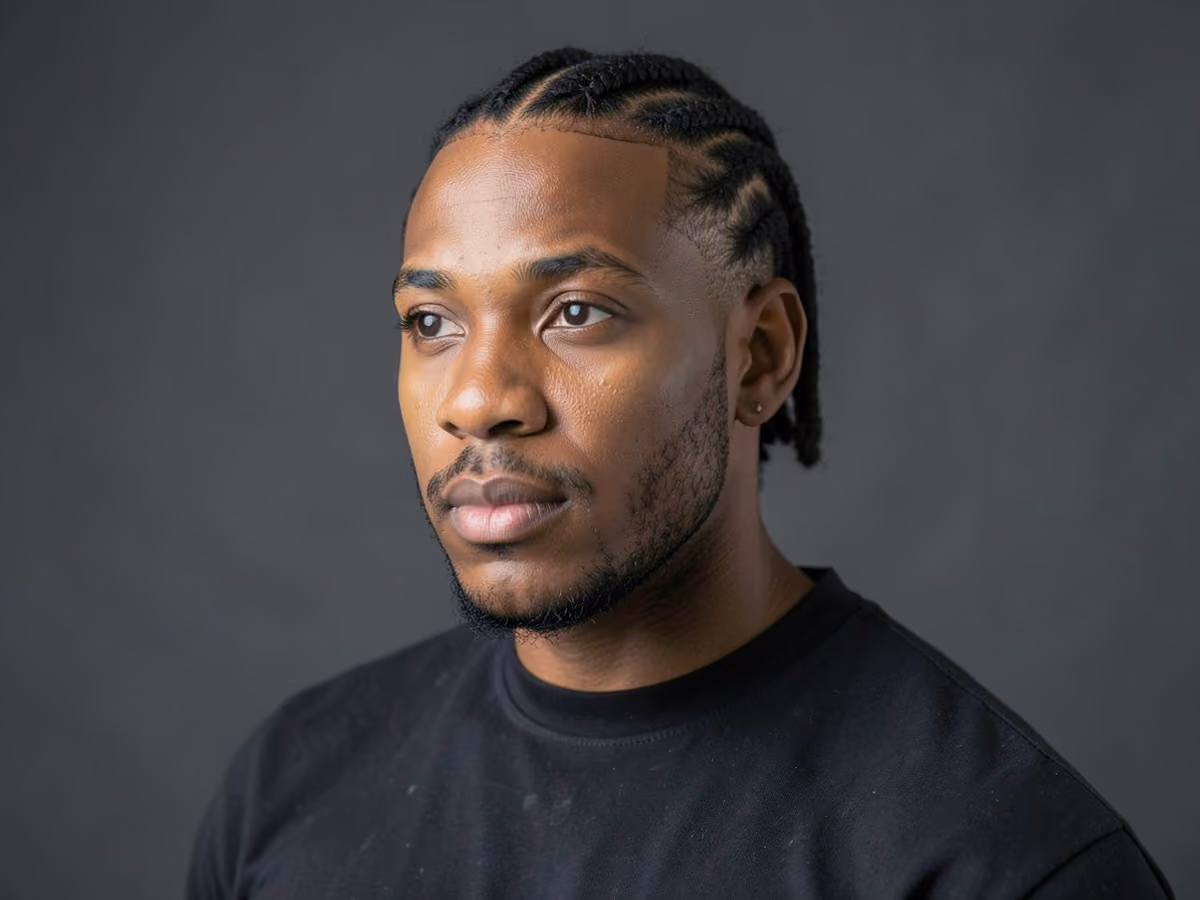 Man with a david beckham cornrows haircut