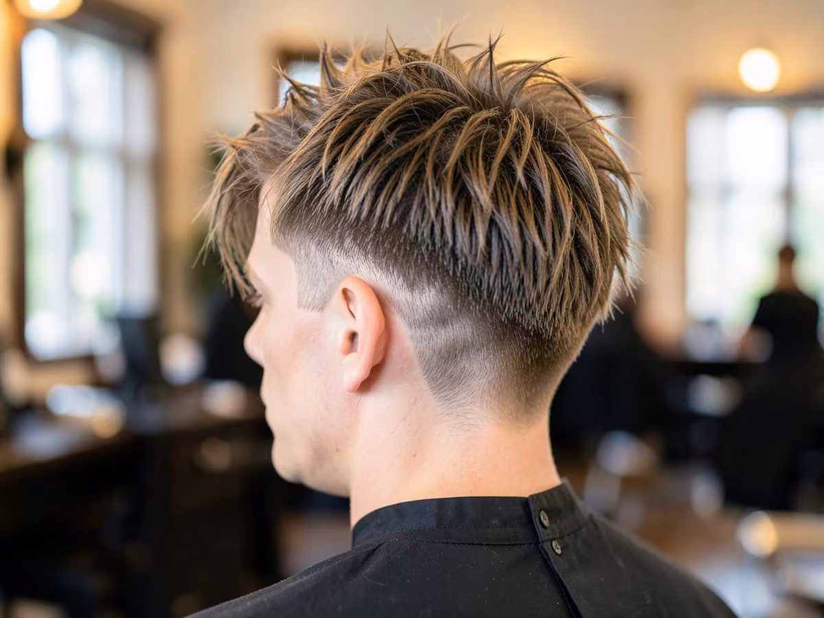 Man with a david beckham grown out faux hawk
