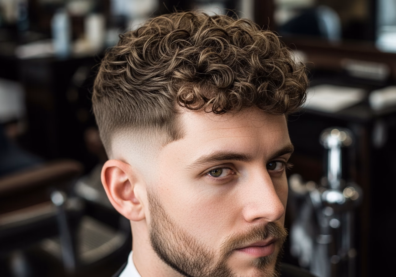 Broccoli Cut with Temple Volume hairstyle for men 2026 — diamond face fades & crops variation, best for diamond faces + curly or wavy hair, modern barbering by Master Stylist Jessica Hamilton