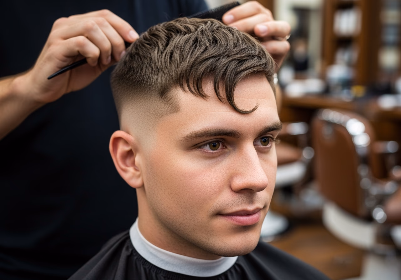 Comma Hair Crop hairstyle for men 2026 — diamond face fades & crops variation, best for diamond faces + straight hair, modern barbering by Master Stylist Jessica Hamilton