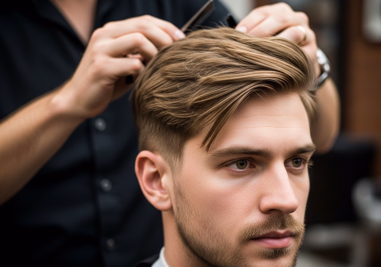 Feathered Crop hairstyle for men 2026 — diamond face fades & crops variation, best for diamond faces + straight hair, modern barbering by Master Stylist Jessica Hamilton
