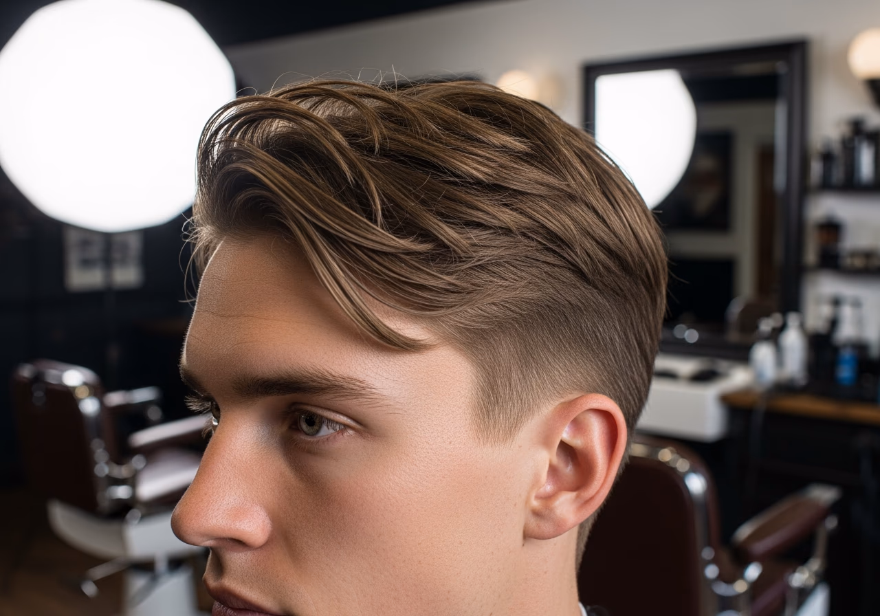 Layered Crop with Temple Width hairstyle for men 2026 — diamond face fades & crops variation, best for diamond faces + all hair types, modern barbering by Master Stylist Jessica Hamilton