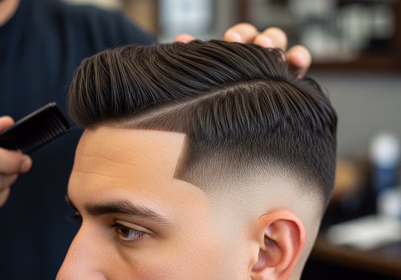 Modern Textured Crew Fade hairstyle for men 2026 — diamond face fades & crops variation, best for diamond faces + straight hair, modern barbering by Master Stylist Jessica Hamilton