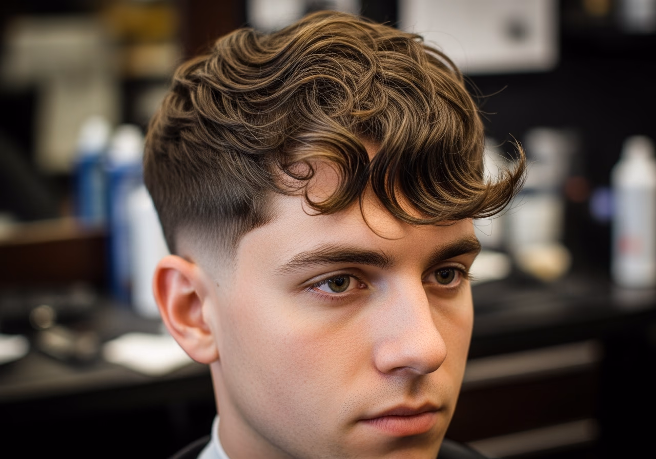 Wavy Mop Crop hairstyle for men 2026 — diamond face fades & crops variation, best for diamond faces + wavy hair, modern barbering by Master Stylist Jessica Hamilton