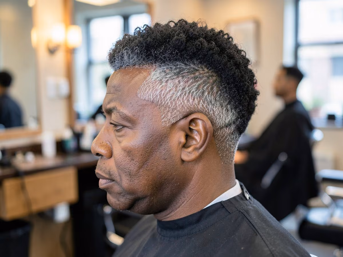 Man with a disconnected afro undercut