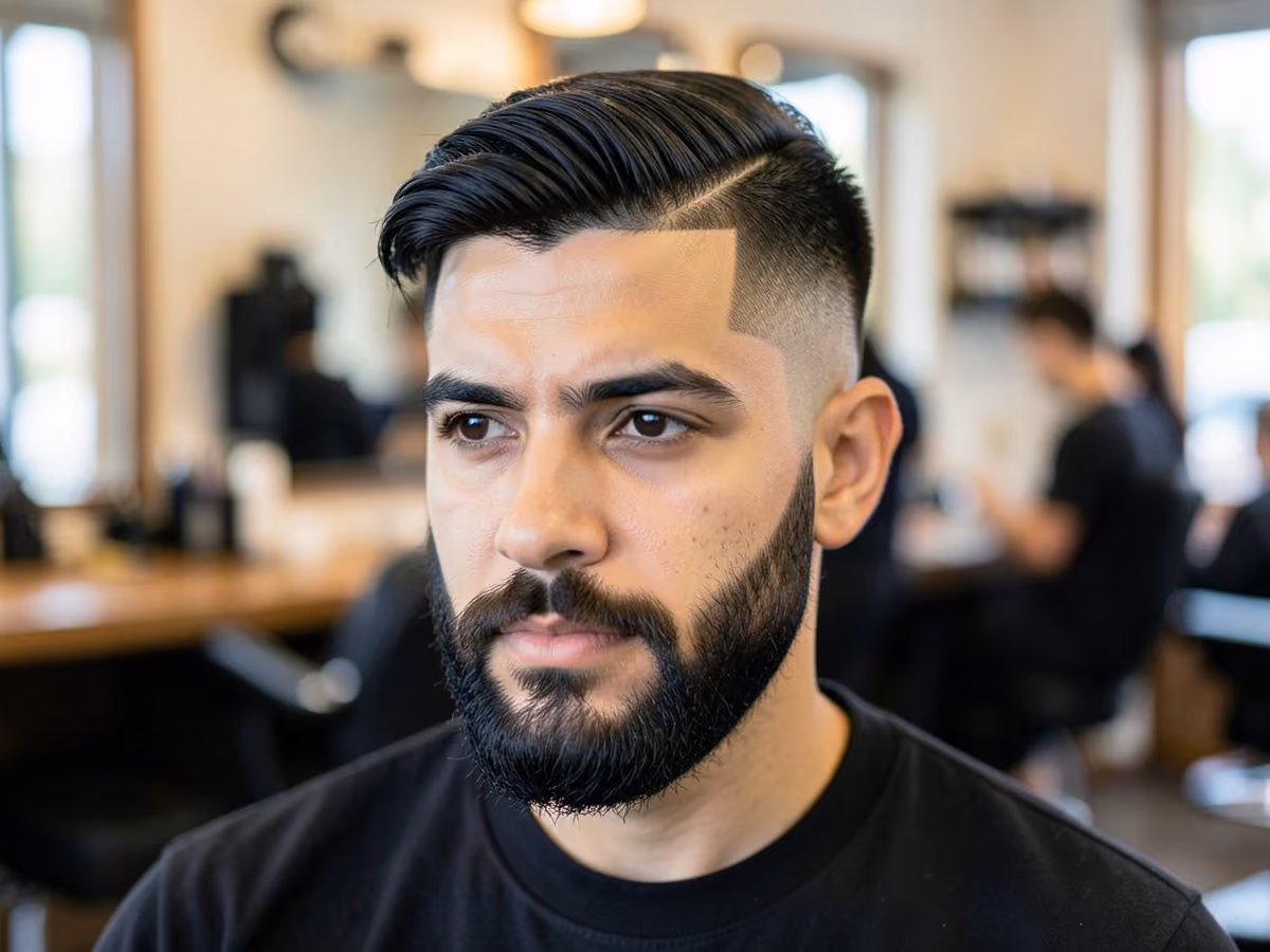 Man with a disconnected undercut comb over