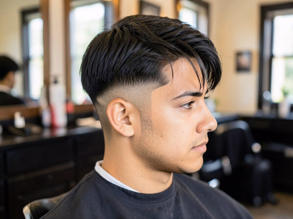 Man with a disconnected undercut fringe