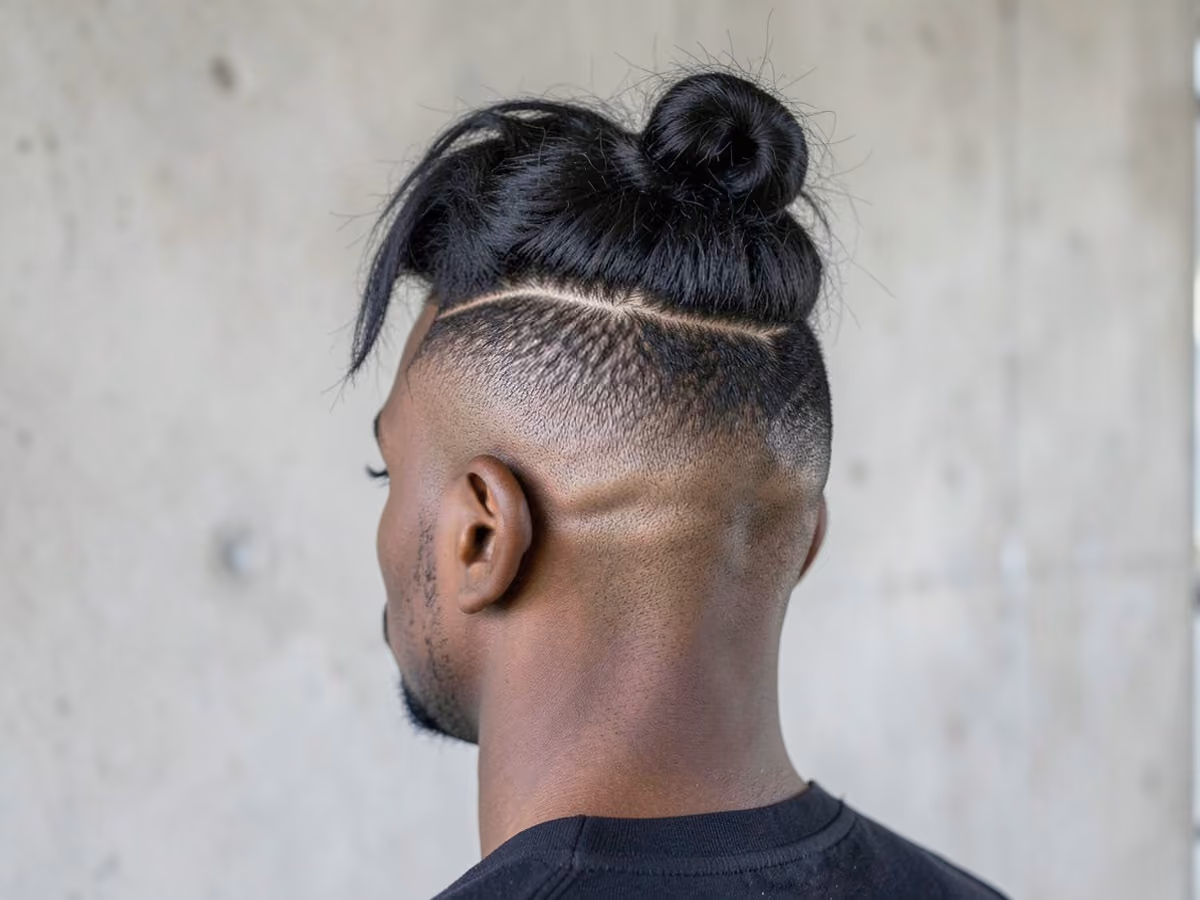 Man with a disconnected undercut man bun
