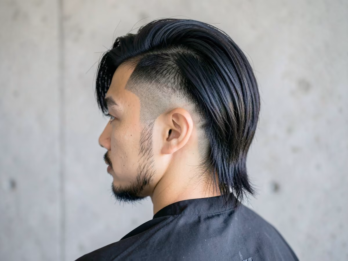 Man with a disconnected undercut mullet