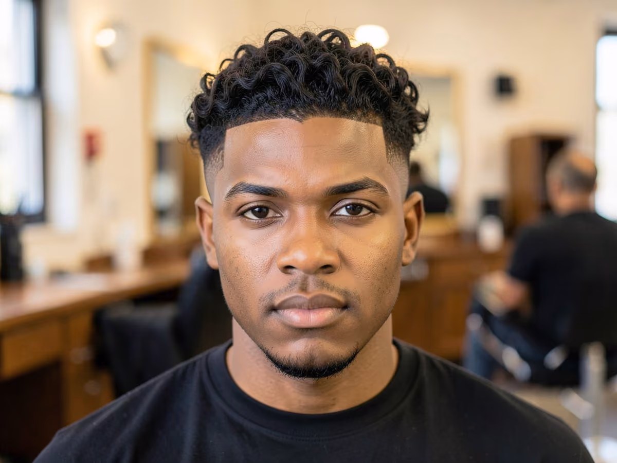 Man with a disconnected undercut perm