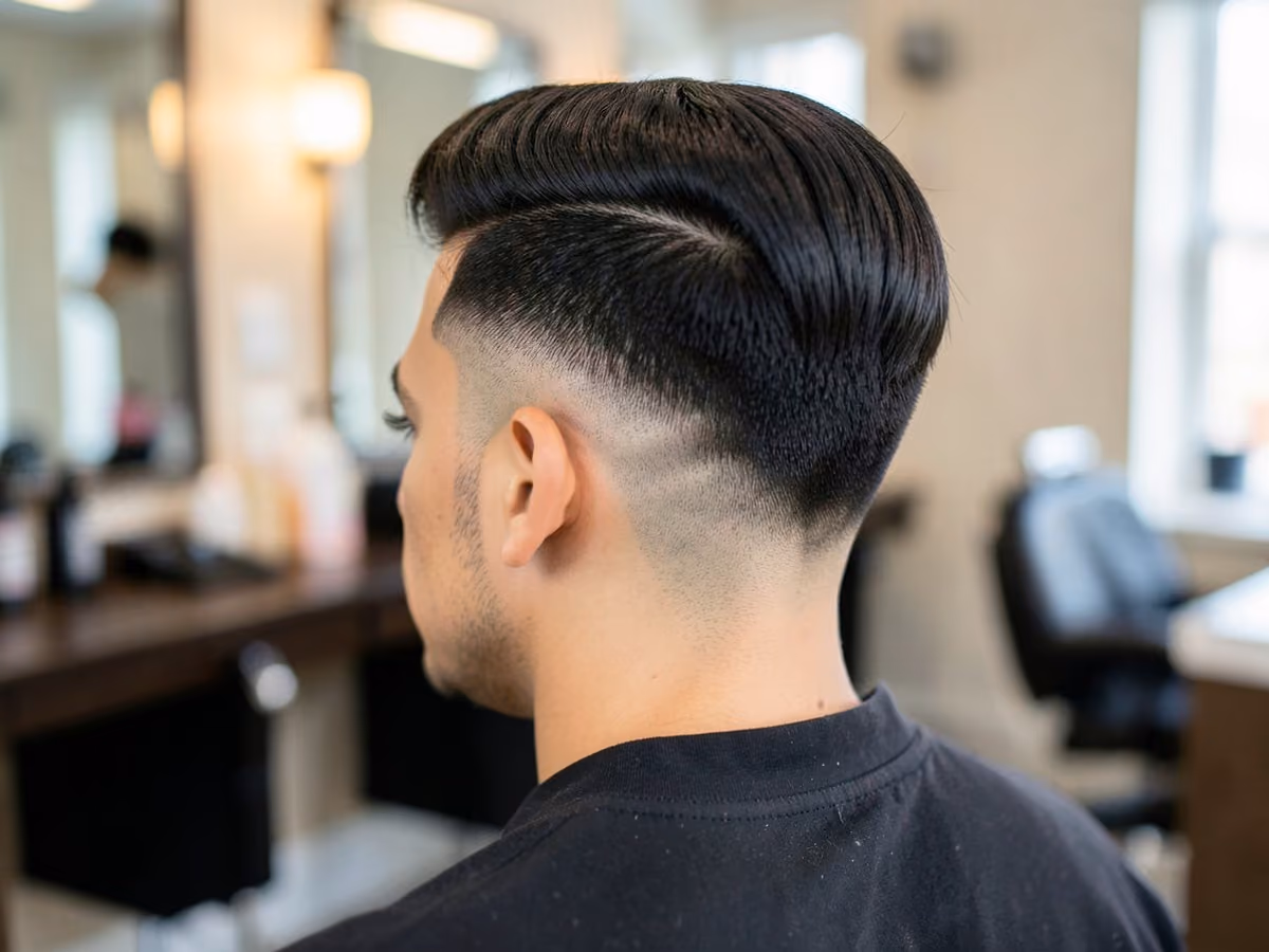 Man with a disconnected undercut pompadour