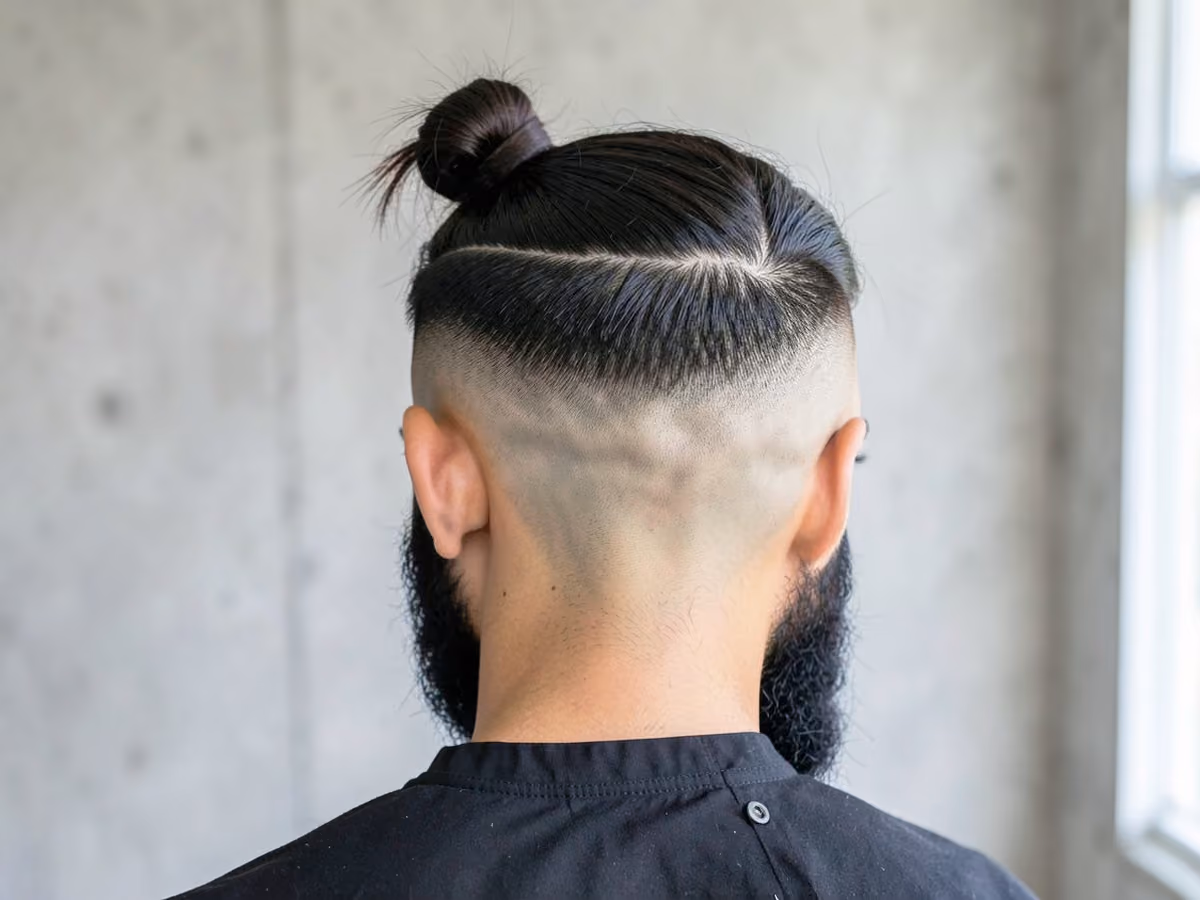 Man with a disconnected undercut top knot