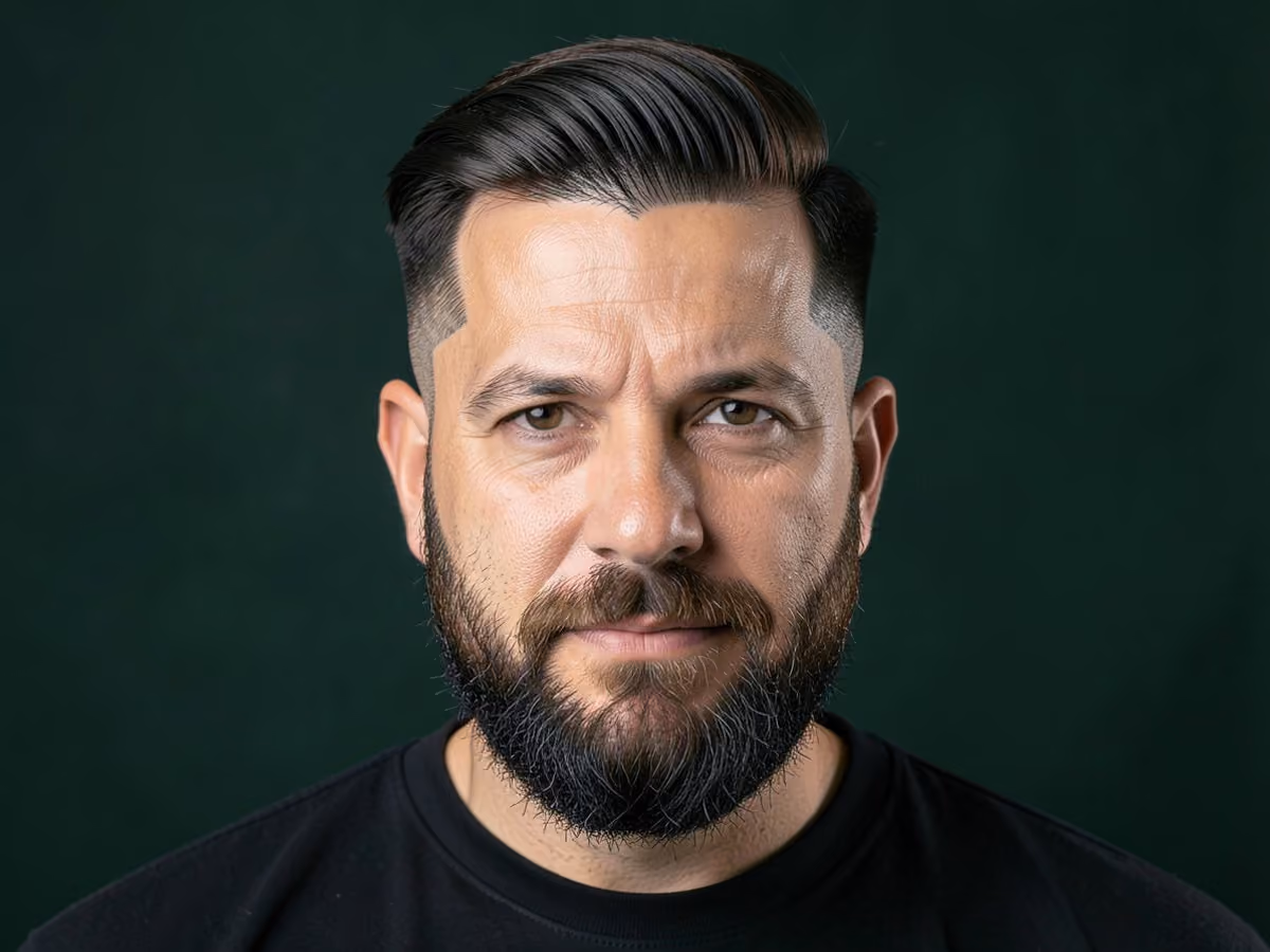 Man with a disconnected undercut with hard part